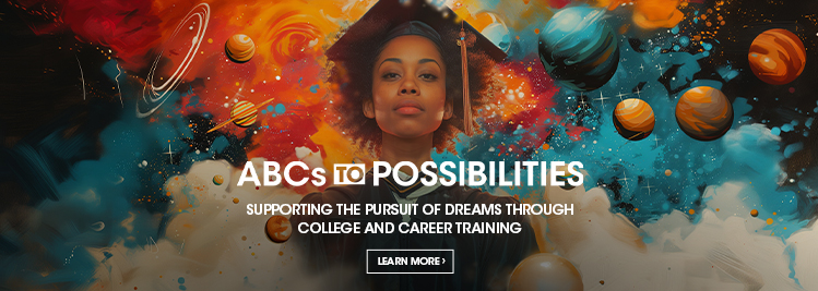 Young woman with graduation cap and gown artfully mingled with retro planetary space background. Jackpot for mobile screens.